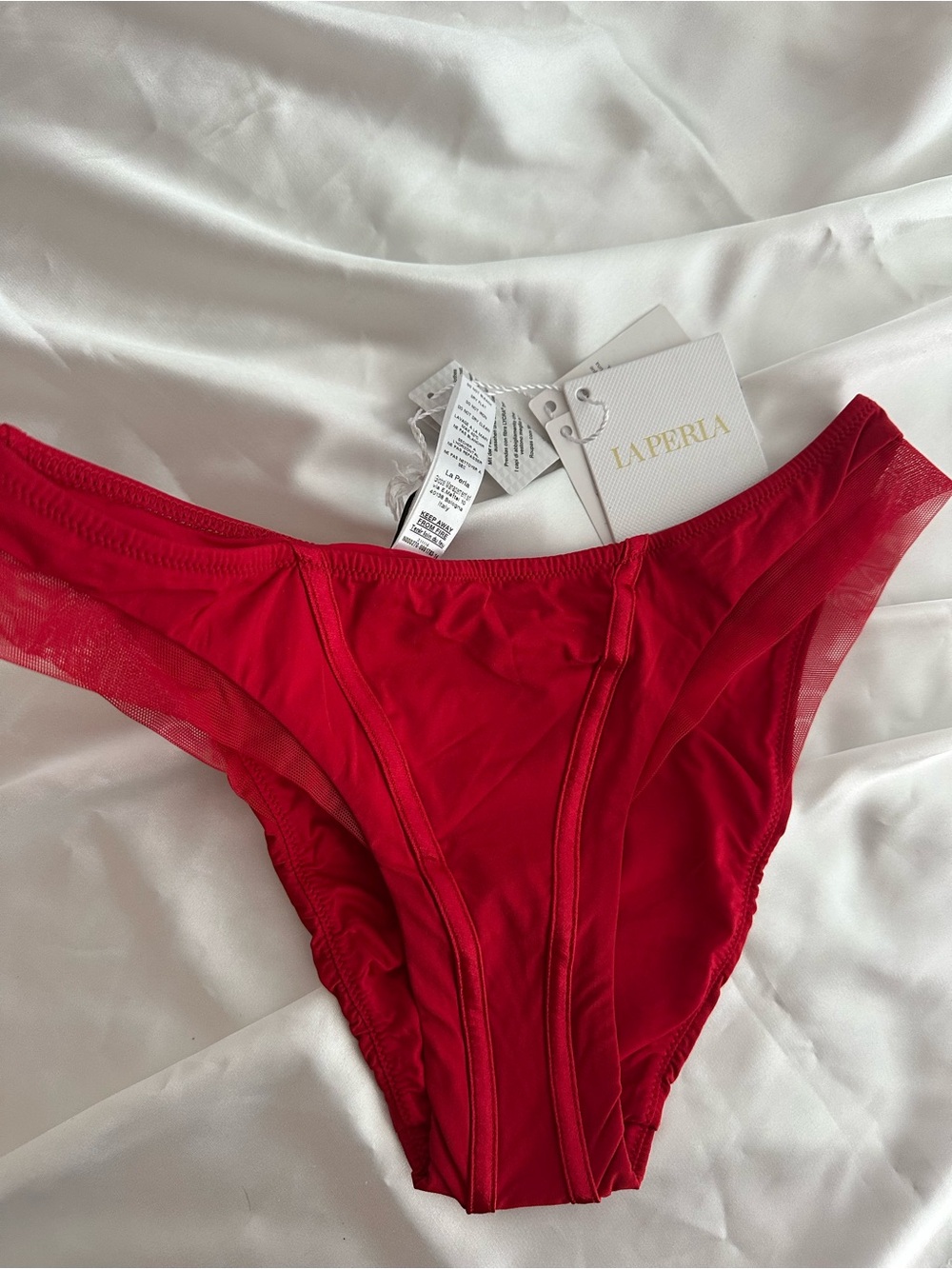 La Perla Red Mesh Bikini Bottoms